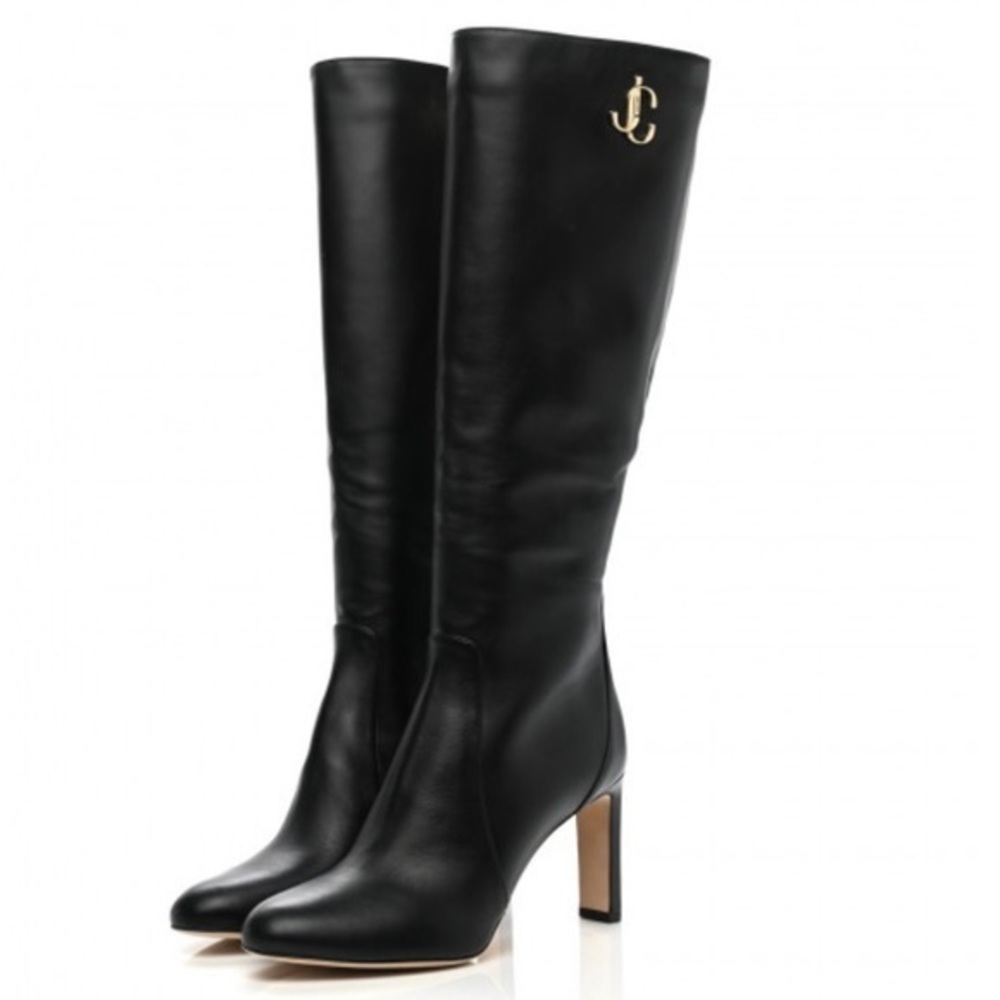 Jimmy Choo Shiny calfskin Mahesa 85 Knee high boots size 38.5 - Picture 2 of 13